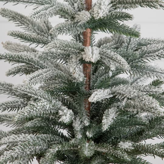 Nearly Natural 24" Artificial Frosted Christmas Tree in Decorative Basket